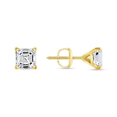 Pre-owned Shine Brite With A Diamond 1.75 Ct Princess Cut Earrings Studs Solid 14k Yellow Gold Screw Back Martini In White/colorless