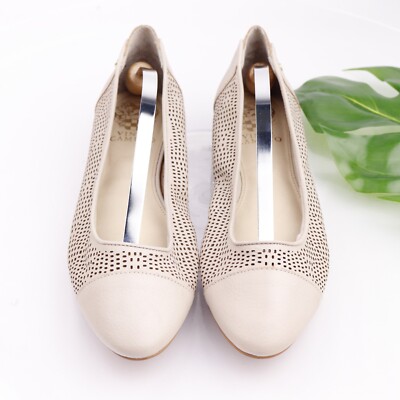 Vince Camuto Women's Lemel Ballet Flat Size 8.5 Neutral Nude Blush Leather Perf