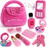 Golray Plush Toddler Purse Baby Girl Pretend Play Toy - 10 Pcs My First Purse with Soft Sensory Toy Smartphone/Crinkle Makeup Beauty Playset for Toddler Baby Girl Christmas Birthday Gift Ages 3 4 5
