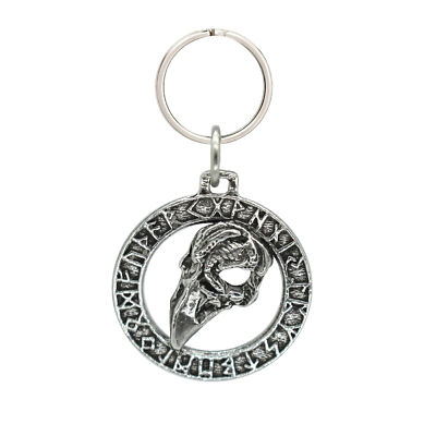 Raven's Skull Runes Keychain G017KC 1 1/2 inch Celtic Viking Norse Metal Gift