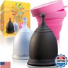 Talisi Menstrual Cups with Foldable Silicone Sterilizer - Soft Reusable Period Starter Kit - Feminine Menstruation Set - Alternative to Tampon Pad Disc - Light and Heavy Flow (Small and Large)