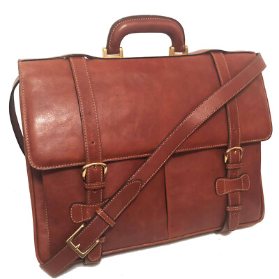 Fabris Men's Cognac Leather Briefcase / StrapのeBay公認海外通販｜セカイモン