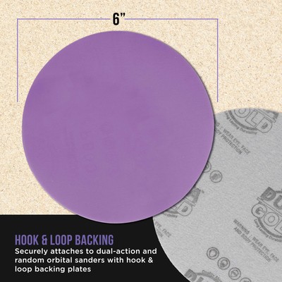 800 Grit 6" Purple Ceramic Sanding Discs, Box of 50 - Hook & Loop Sandpaper