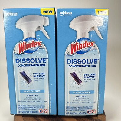 NEW (2) Windex Dissolve Glass Cleaner Concentrated Pod Starter Kit FREE SHIPPING