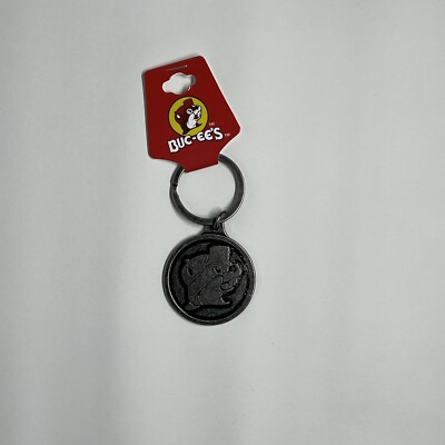Buc-ees Collectible Keychain Buc-ee Logo Metallic Gun Metal Gray