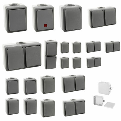Secure Feuchtraum Steckdosen + Schalter Aufputz  Taster IP44 16A AP & Spar Set´s