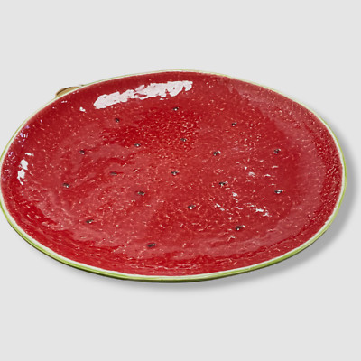 $175 Bordallo Pinheiro Green Red Watermelon Decorative Centerpiece Platter