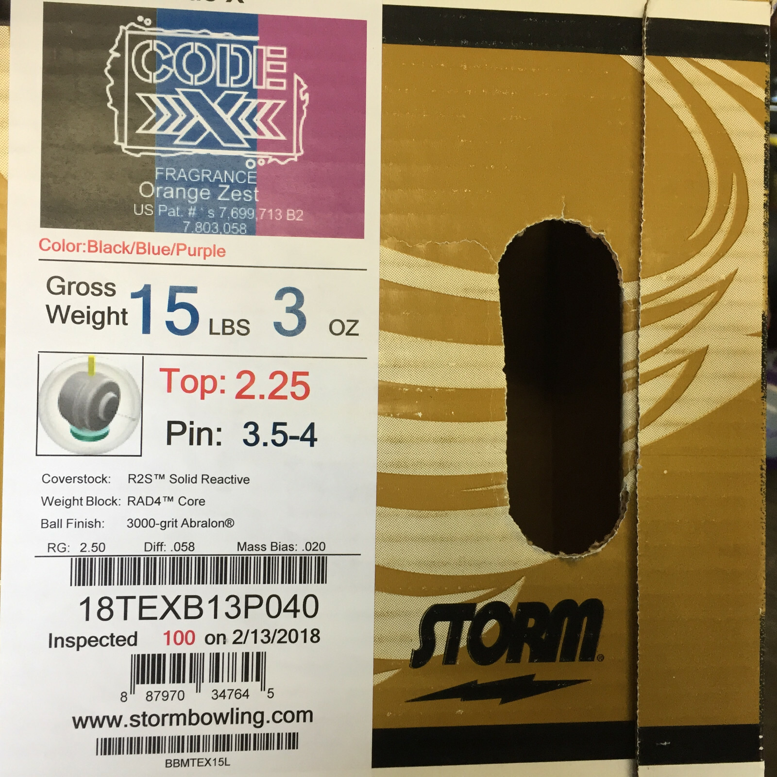 STORM Code X  bowling  ball 15  LB. 1ST QUALITY  NEW UNDRILLED IN BOX!!