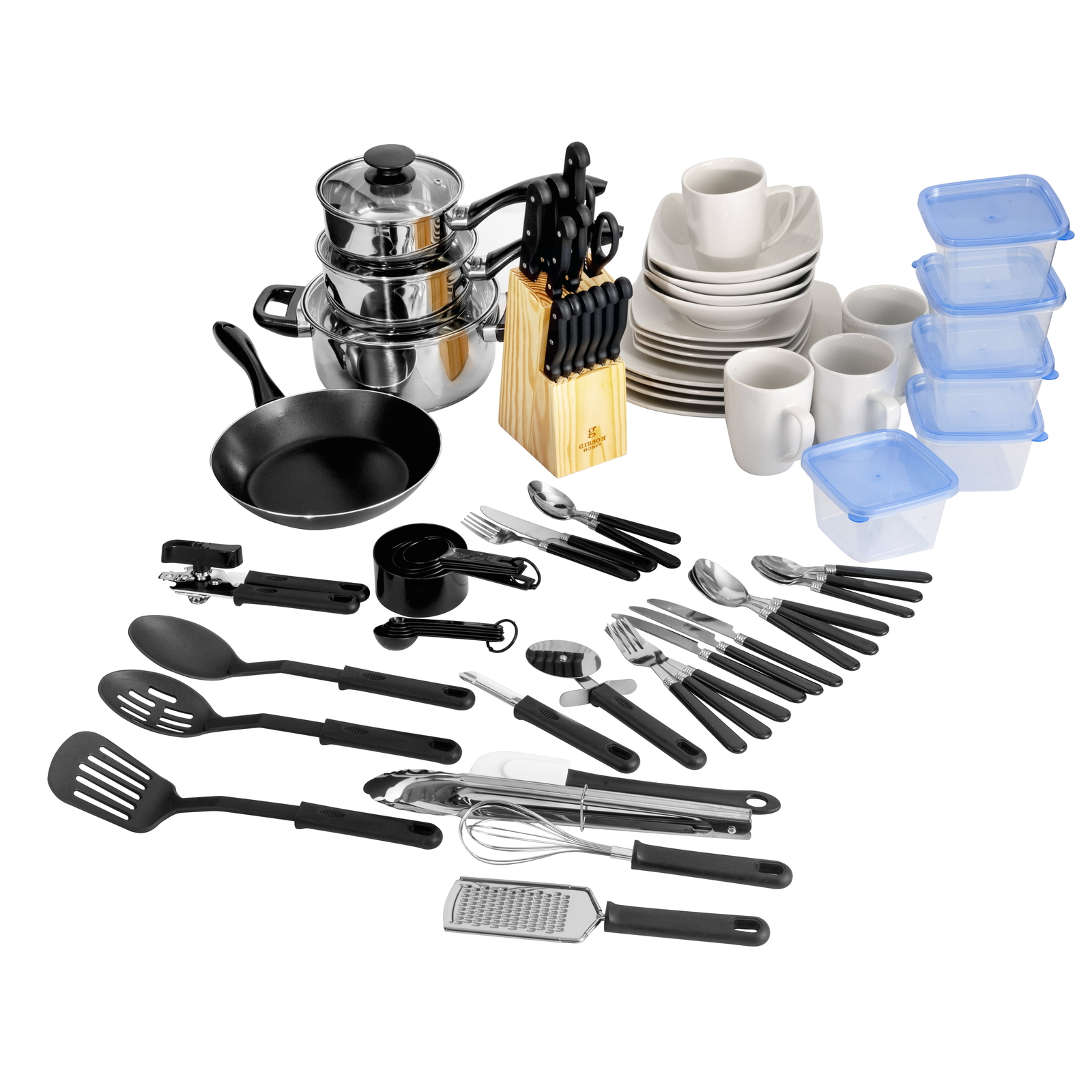 Gibson Home Essential Total Kitchen 83-Piece Combo Set, Stai