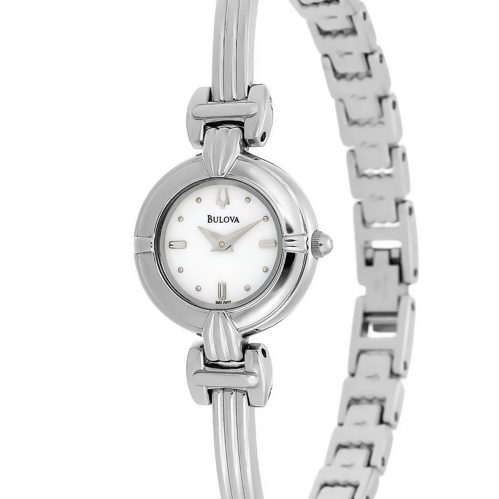 Женские наручные часы BULOVA с половинчатым браслетом, Белый циферблат, серебристый ремешок из нержавеющей стали