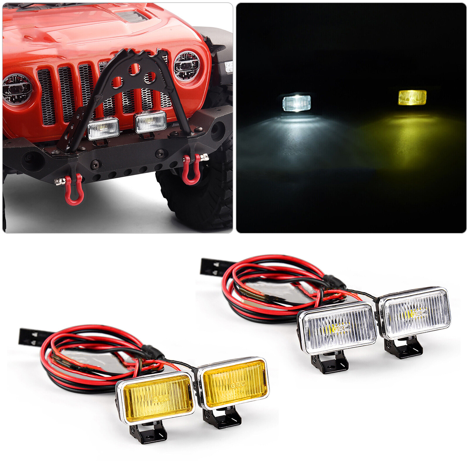 Light Bar Headlight LED Roof Light Spotlight Kit For 1:8 1:10 RC Crawler Car