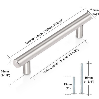 Probrico Brushed Nickel T Bar Handles Cabinet Cupboard Drawer Pulls