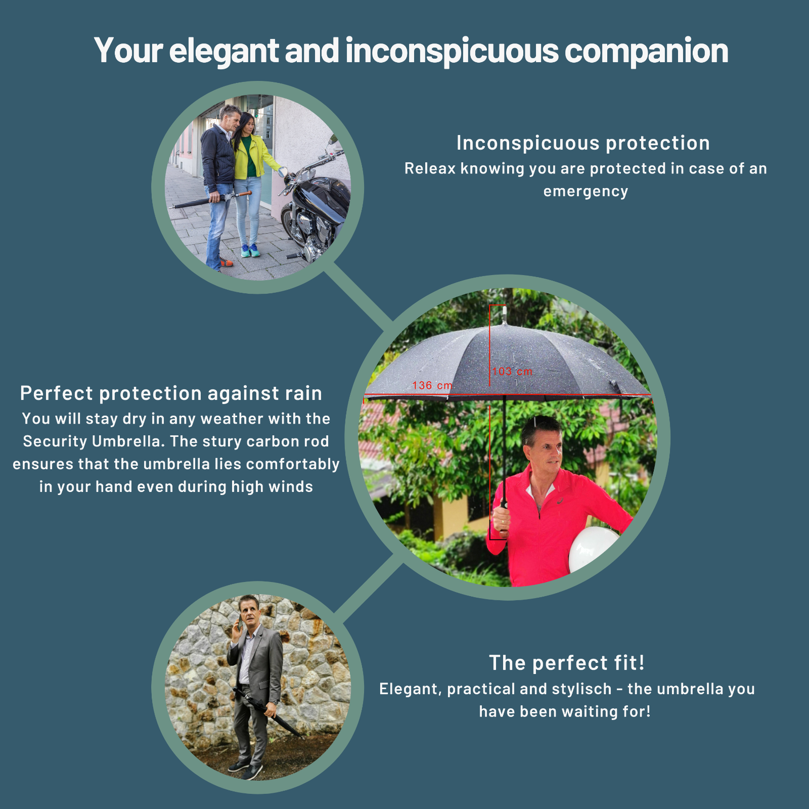 Security umbrella and selfdefense umbrella black J handle with tiny scratches XL