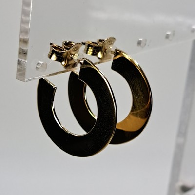JENNIFER ZEUNER Gomez 1'' Knife-Edge Flat Hoop Earrings 14K Plated Sterling NEW