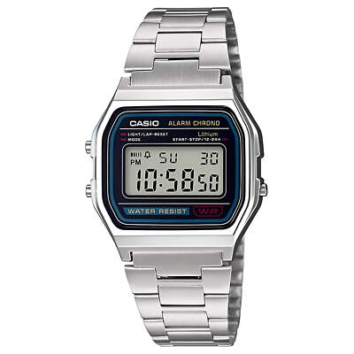 Casio Men's Watch Classic Digital Grey Dial Stainless Steel Bracelet A158WA-1