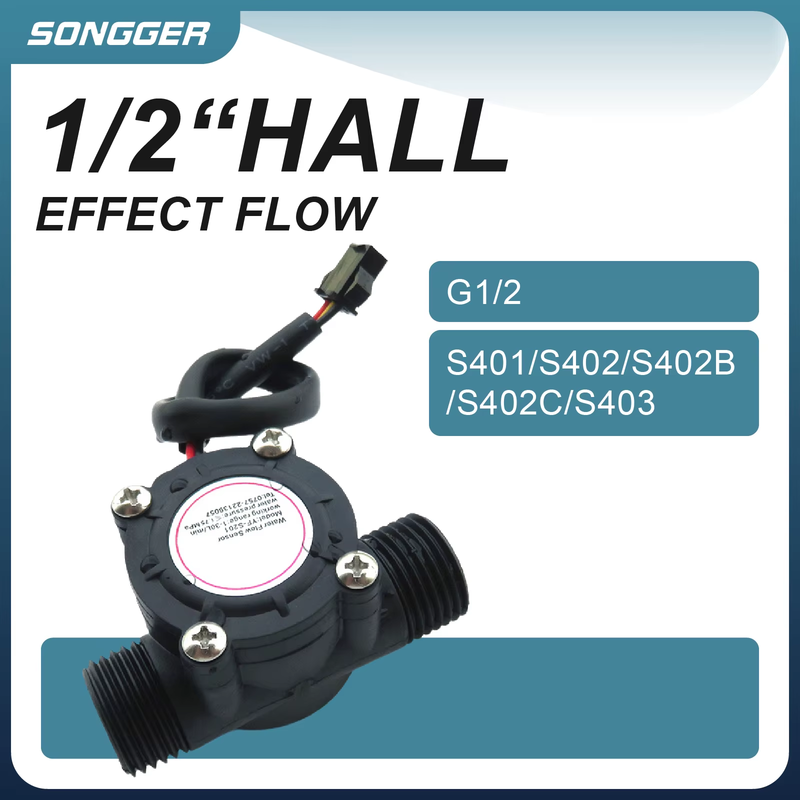 S201 G1/2 Hall Water Flow Sensor DC 5V Liquid Flow Meter for Water Purifier Heat