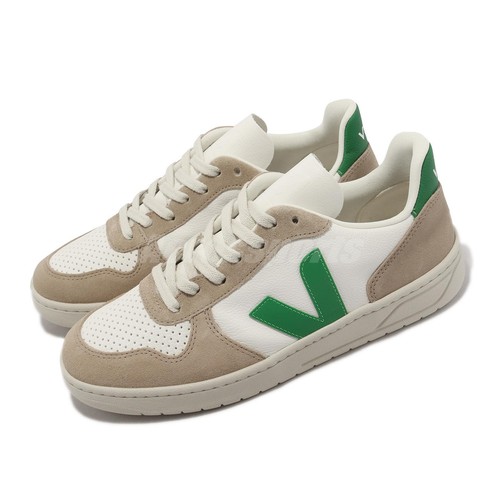 

Veja V-10 Chromefree Leather White Emeraude Green Khaki Men Casual VX0503146B, Белый, V-10 Chromefree Leather