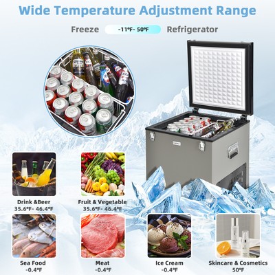 68 Quart Car Refrigerator 12V Portable Car Freezer Fridge w/DC & AC Adapter