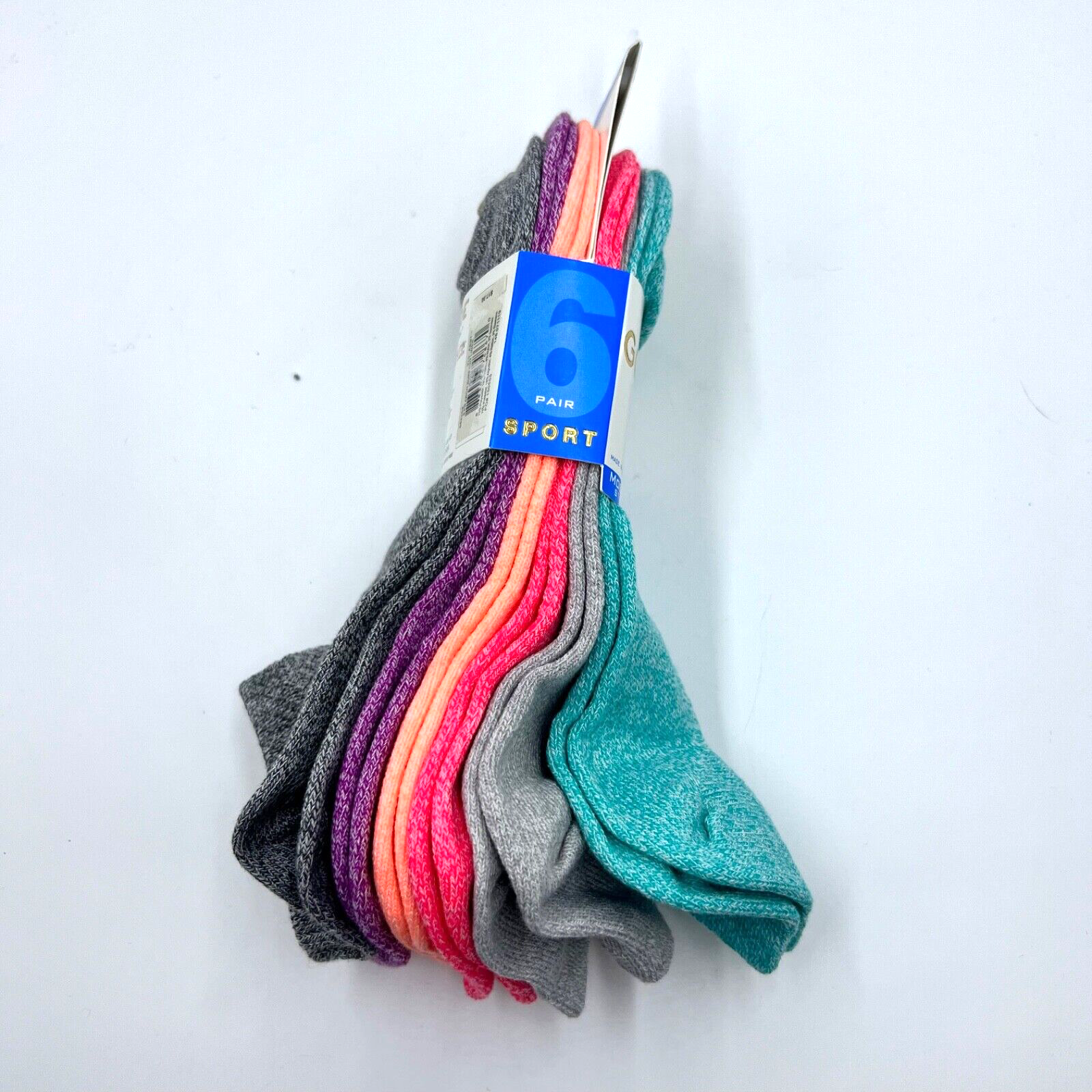 GOLD TOE Womens 6 Pack Sport No Show Sock Set Solid Bright Colors Shoe Size 6-9