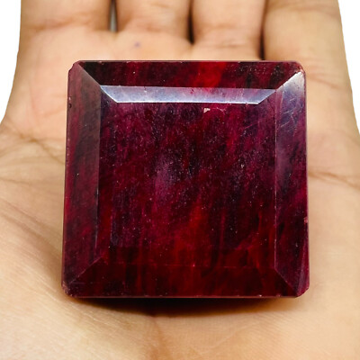 538.5 Cts Natural Red Ruby 37x36mm Faceted Cut Loose Pendant Size Huge Gemstone