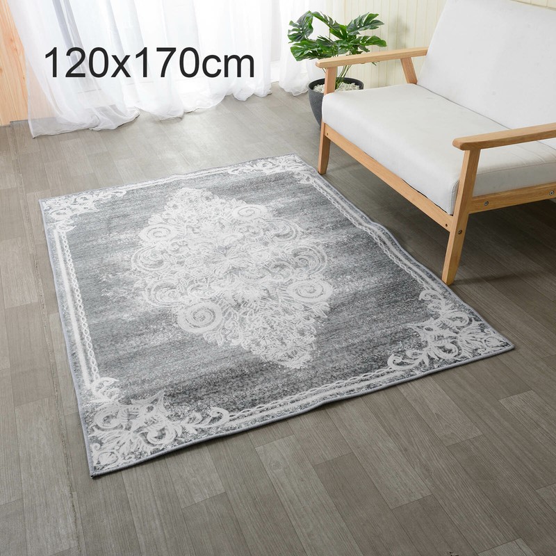 Teppich Wohnzimmer Kurzflor Mit Modernem Orientalischem Muster In Grau DE