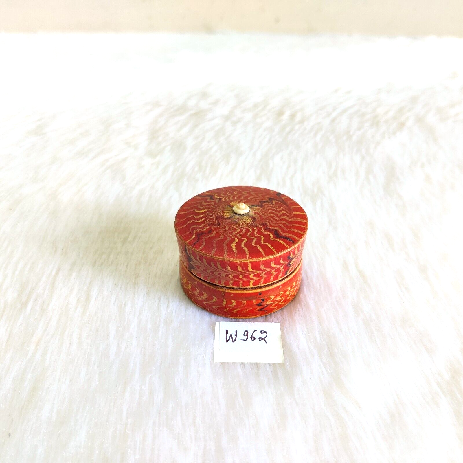 19c Vintage Original Old Colorful Lacquered Swirl Art Work Wooden