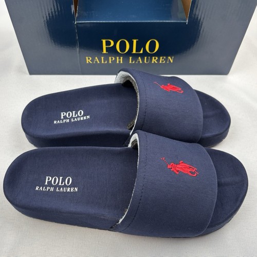Polo Ralph Lauren Men's Hendrick Slippers- Navy With Red Polo Size