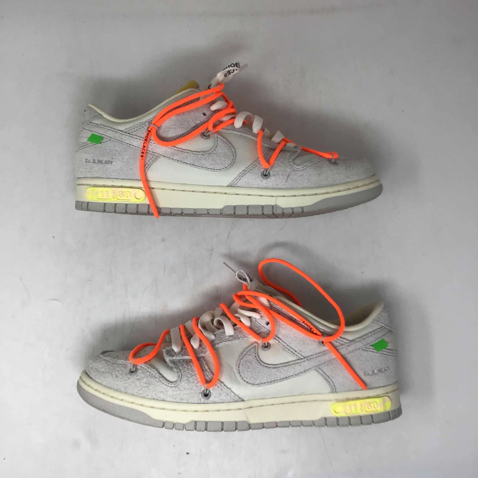 

Nike Dunk Low Off-White Lot 11 Серый Белый Оранжевый Зеленый DJ0950-108 Мужские 10,5, Nike Dunk Low