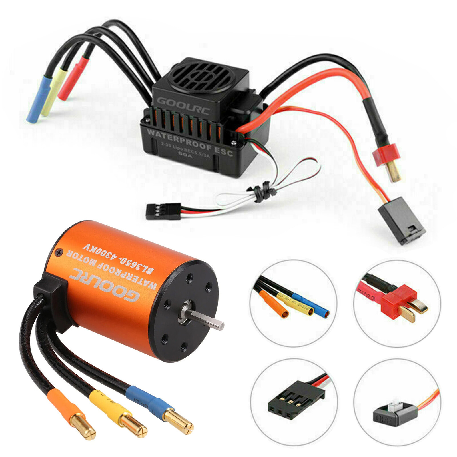 3650 4300KV Waterproof Brushless Motor With ESC Combo Set for 1/10 RC Car