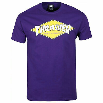 Thrasher Men's Diamond Logo Short Sleeve T Shirt Purple Lifestyle Skate Stree...