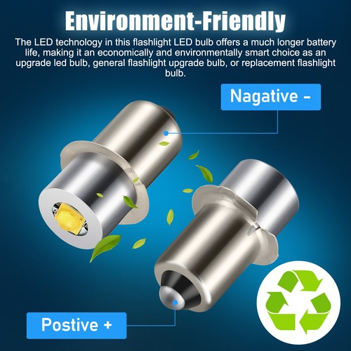 4Pcs P13.5S 3-12V LED Flashlight Bulbs Upgrade Work Lamps for Maglite Cell 3200K