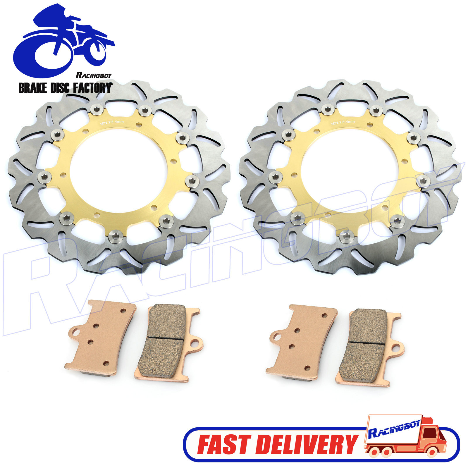 Gold Front Brake Disc Rotors + Pads for Yamaha YZF R6 1999 ... fuse box on 2002 yamaha r1 