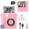 ESOXOFFORE Instant Print Camera for Kids, Christmas Birthday Gifts Girls Boys Age 3-12, HD Digital Video Cameras Toddler, Portable Toy 3 4 5 6 7 8 9 10 Year Old Girl with 32GB SD Card-Pink