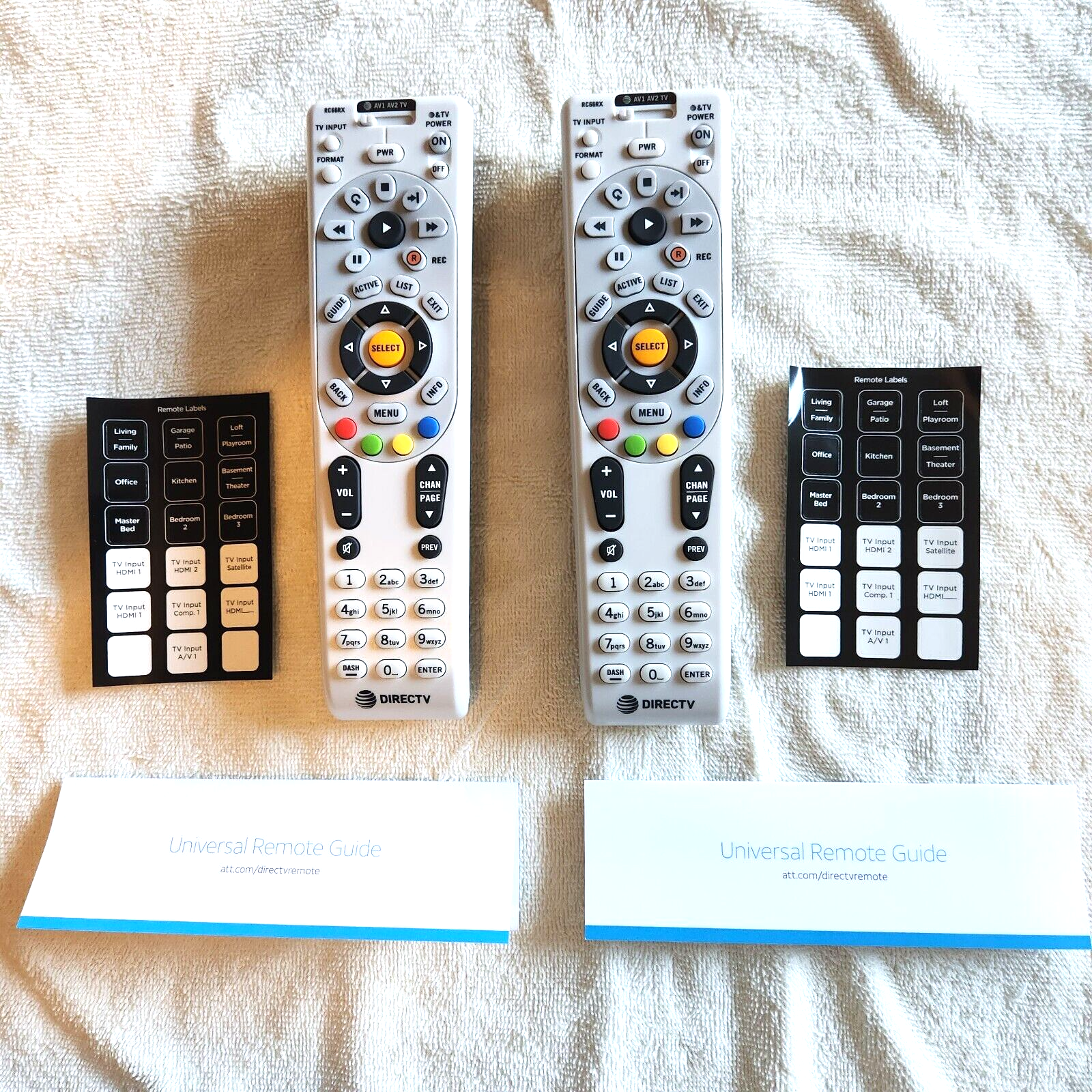 DIRECTV RC66RX / LOT OF 2  IR/RF UNIVERSAL REMOTE CONTROLS / BATTERIES INCLUDED!