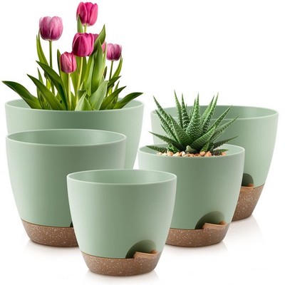 QRRICA Plant Pots 10/9/8/7.5/7 Inch Self Watering Pots Set of ...