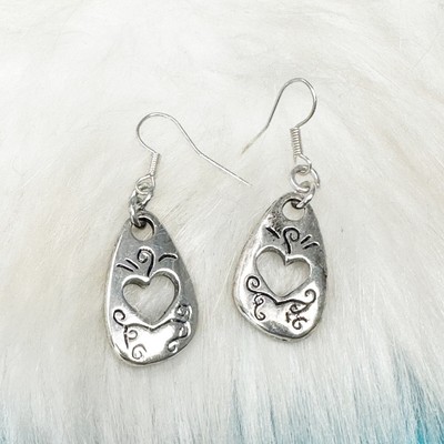 Brighton Open Heart Dangle Silver Plate French Wire Earrings Hook Pierced