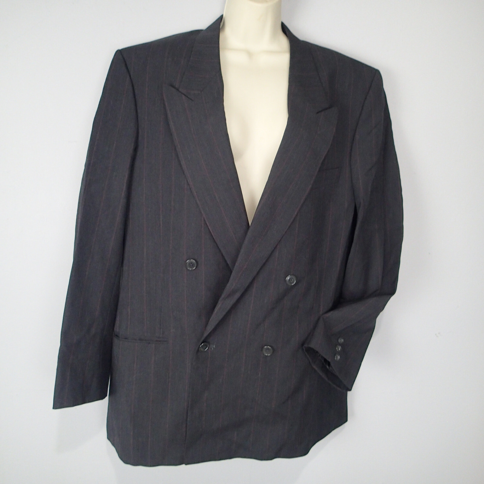SZ 42L MANI MENS CHARCOAL GRAY double breasted STRIPED SUIT JACKET