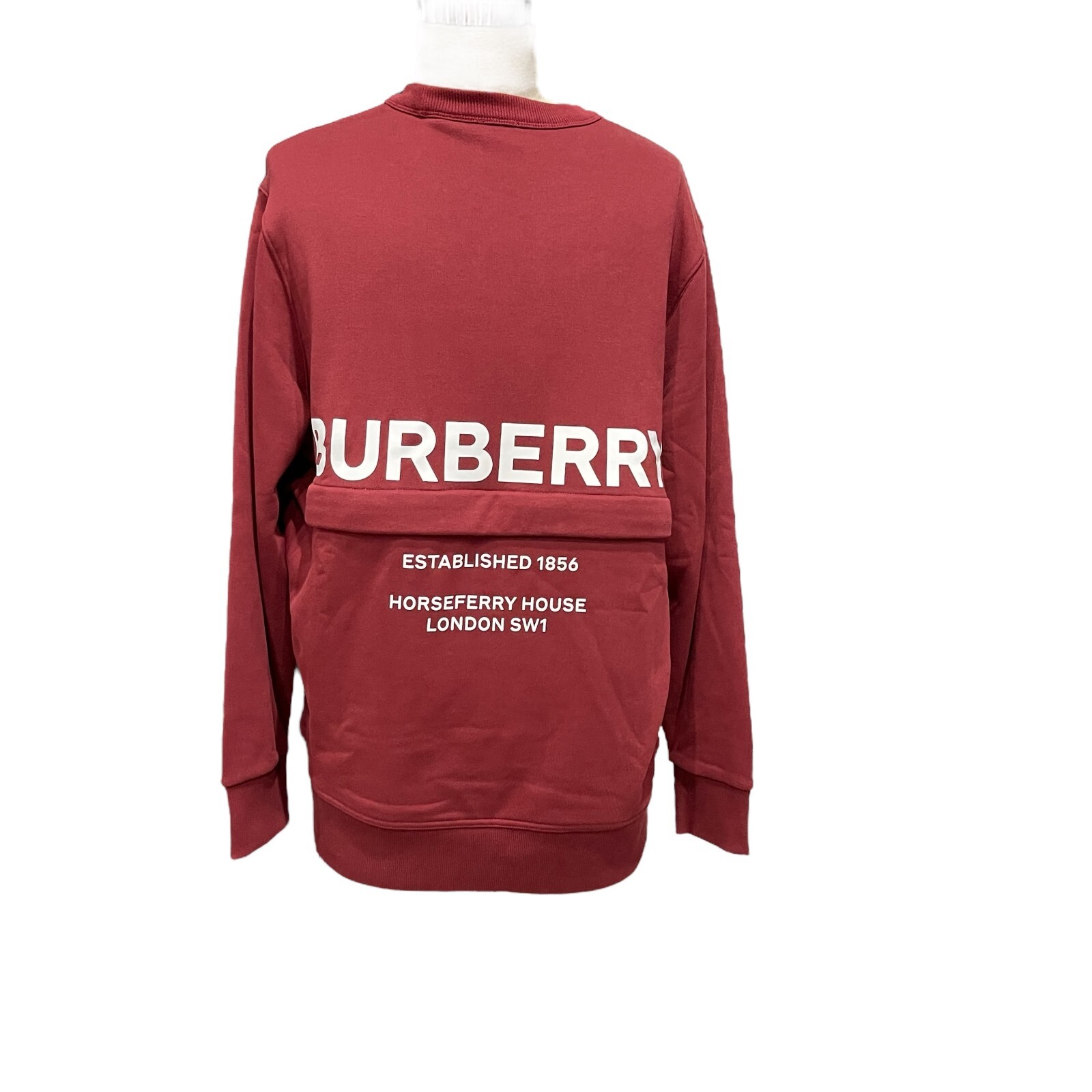 Pre-owned Burberry Acklow Men's Print Red Jersey Sweatshirt, All Sizes, 100% Cotton