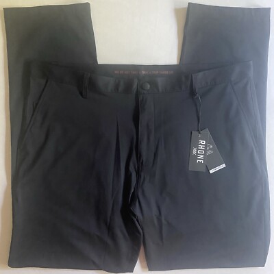 Rhone Commuter Pants Classic Mens 40x33 Black Performance Tech Golf Flex Knit
