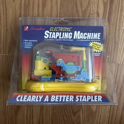 Vtg Swingline Electric Stapling Machine Clear Plastic Battery Operated Unopened