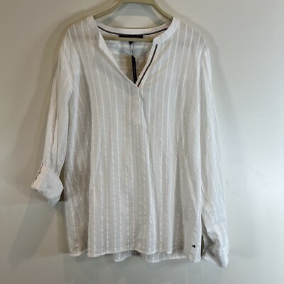 Tommy Hilfiger NWT Women's Popover Cotton Pullover White Tunic L