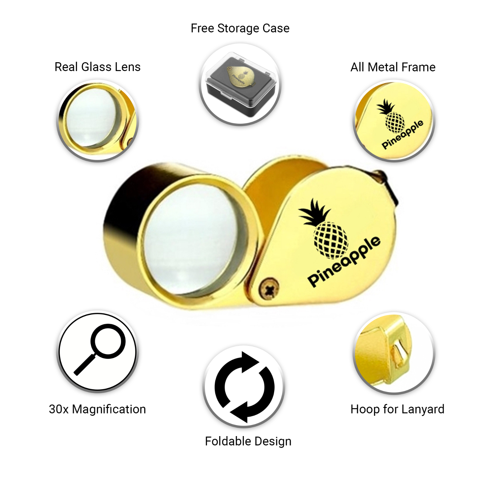 (2) Jeweler's Loupe 30X Magnifier Loop Jewelry Magnifying Glass Pocket Coins Eye