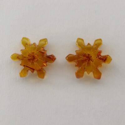 Brown / Cognac BALTIC AMBER Snowflake Post Earrings - 925 STERLING SILVER #4006e