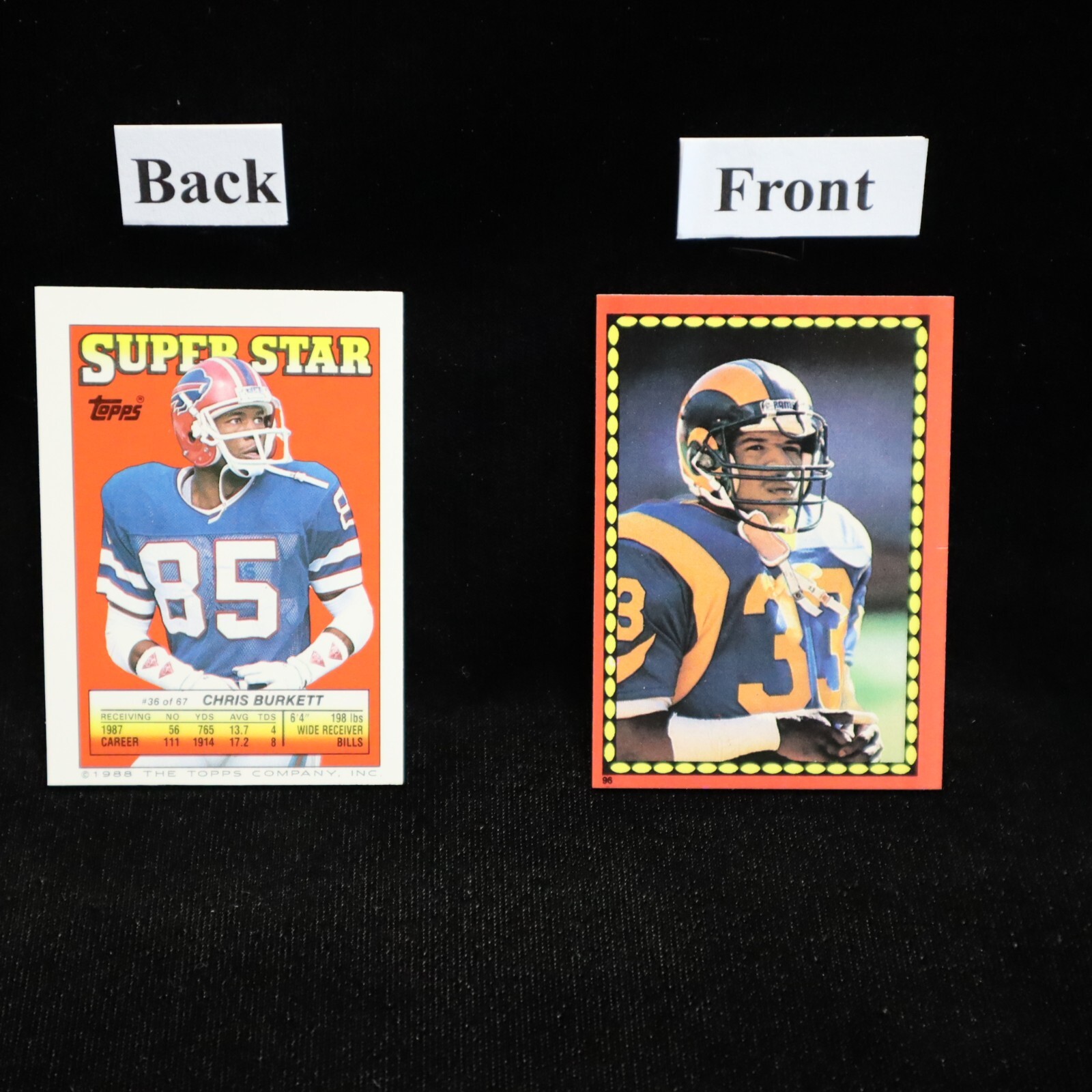 1988 Chris Burkett Bills #36 BACK Topps Sticker #96 Charles
