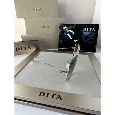 Pre-owned Dita Dubsystem Dts157-a-03 Silver Rose Gold Turquoise Navigator Large Sunglasses