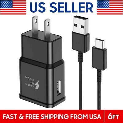 OEM Samsung Galaxy S10 Note10 S9 S8 Plus Fast Wall Charger +USB Type-C Cable 6FT