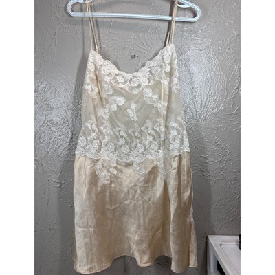 Victoria's Secret Womens Satin Cami Nightie Cream Floral Lace ...