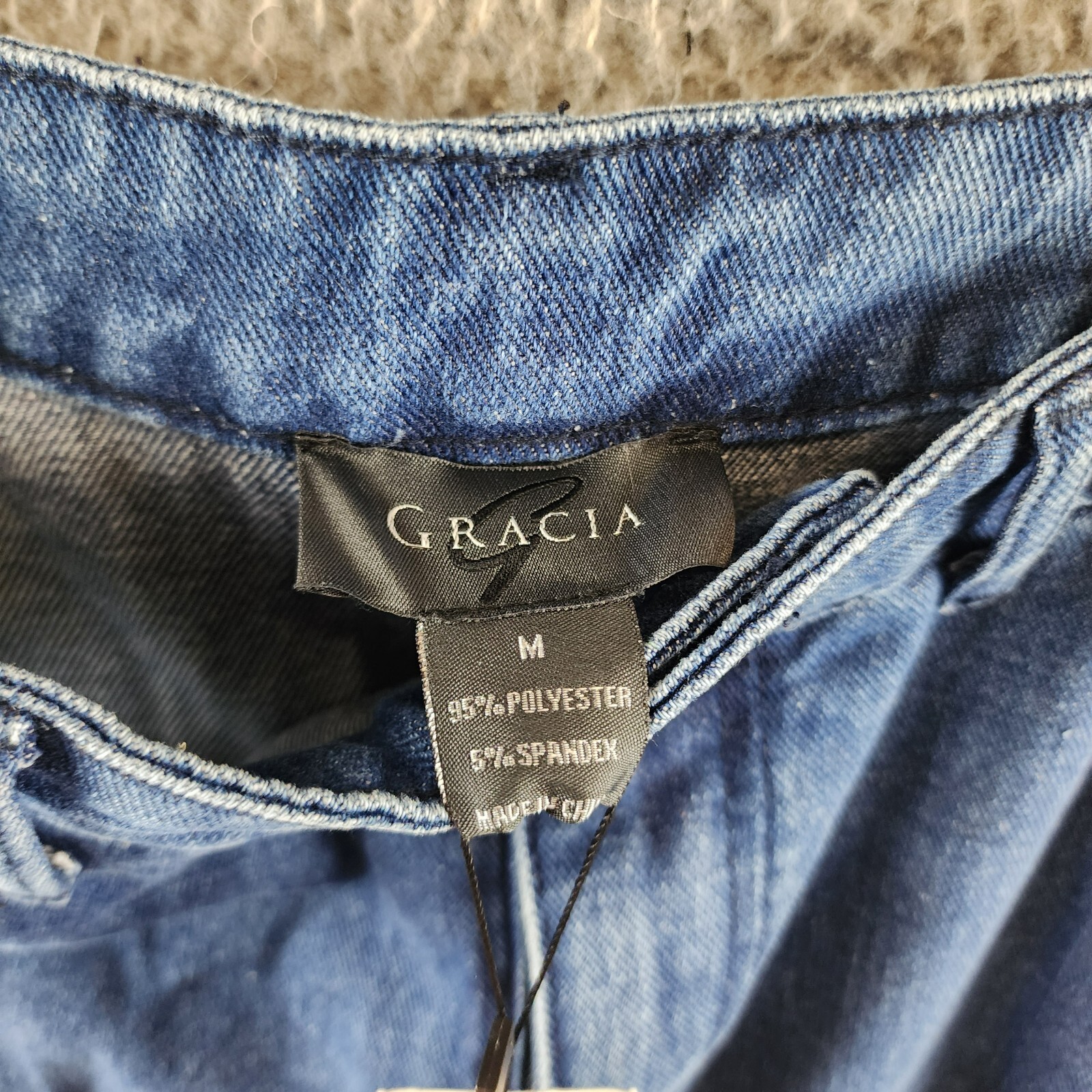 Gracia Front Slit Long Denim Skirt Women's M Blue Heather Side Pocket Button Zip - Picture 8 of 15