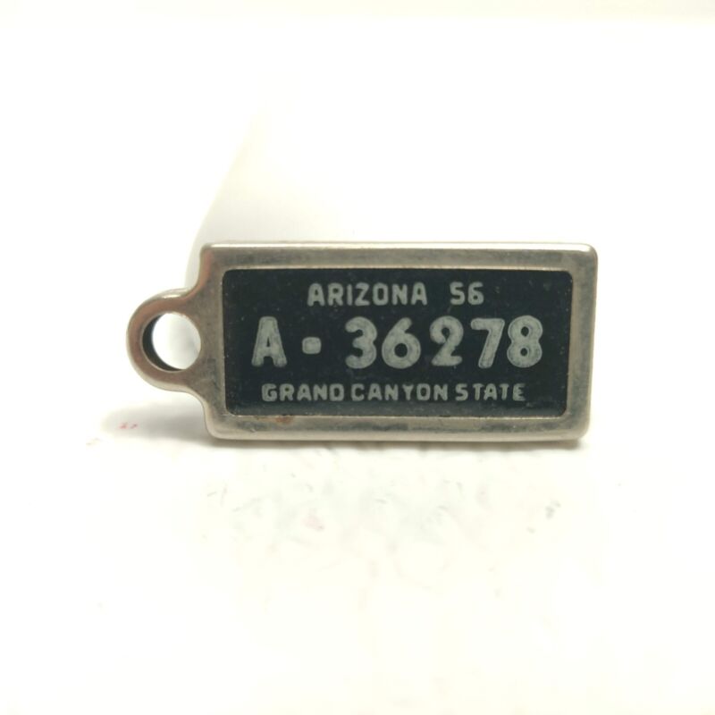 RARE VTG Disabled Veterans Mini License Plate Key Chain Ring Tag ARIZONA 1956