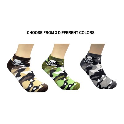 Camouflage With Skulls Ankle Socks (Adult Medium)